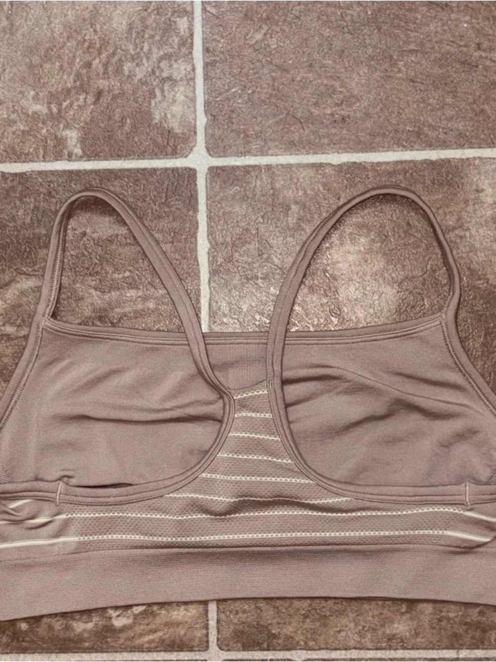 Patagonia Mauve Striped Sports Bralette with Cream Stripes - Size M NWOT - Picture 3 of 3